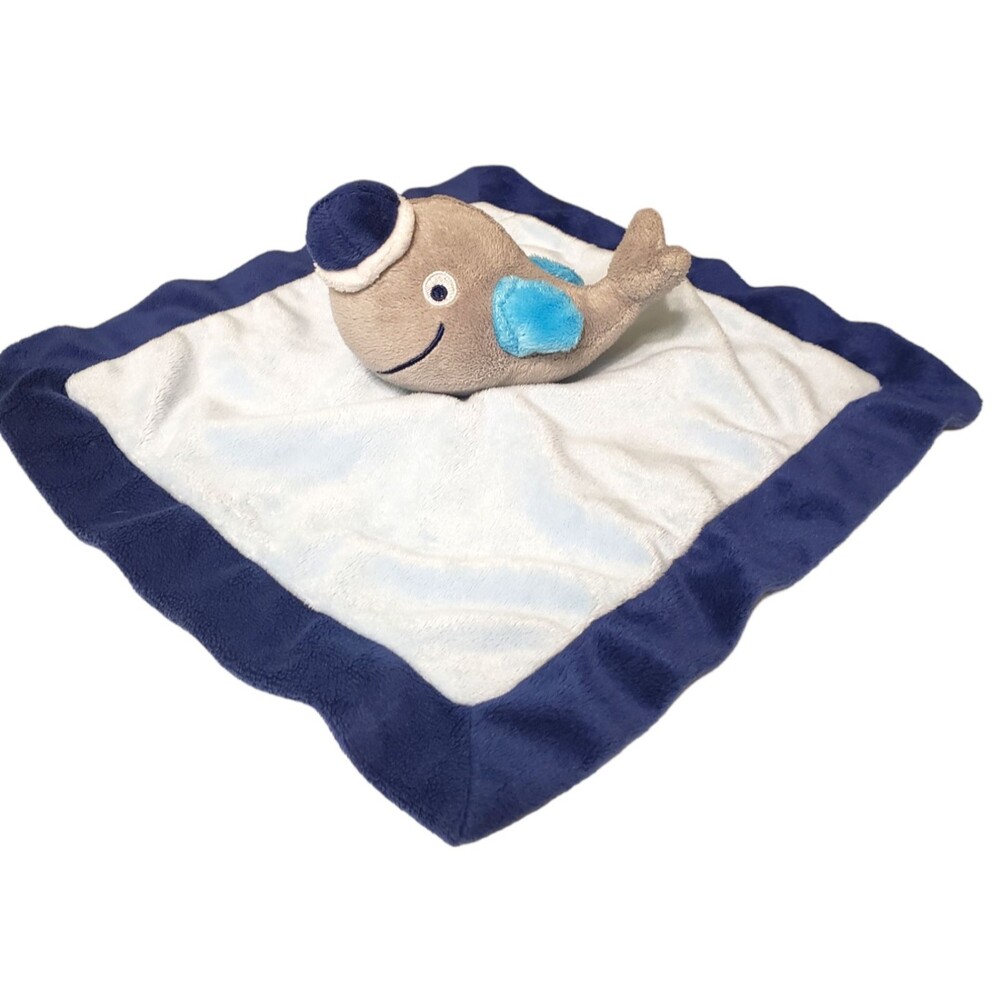 Sailor Hat Whale Plush Baby Security Blanket Infant Lovey Blue Trim Bananafish